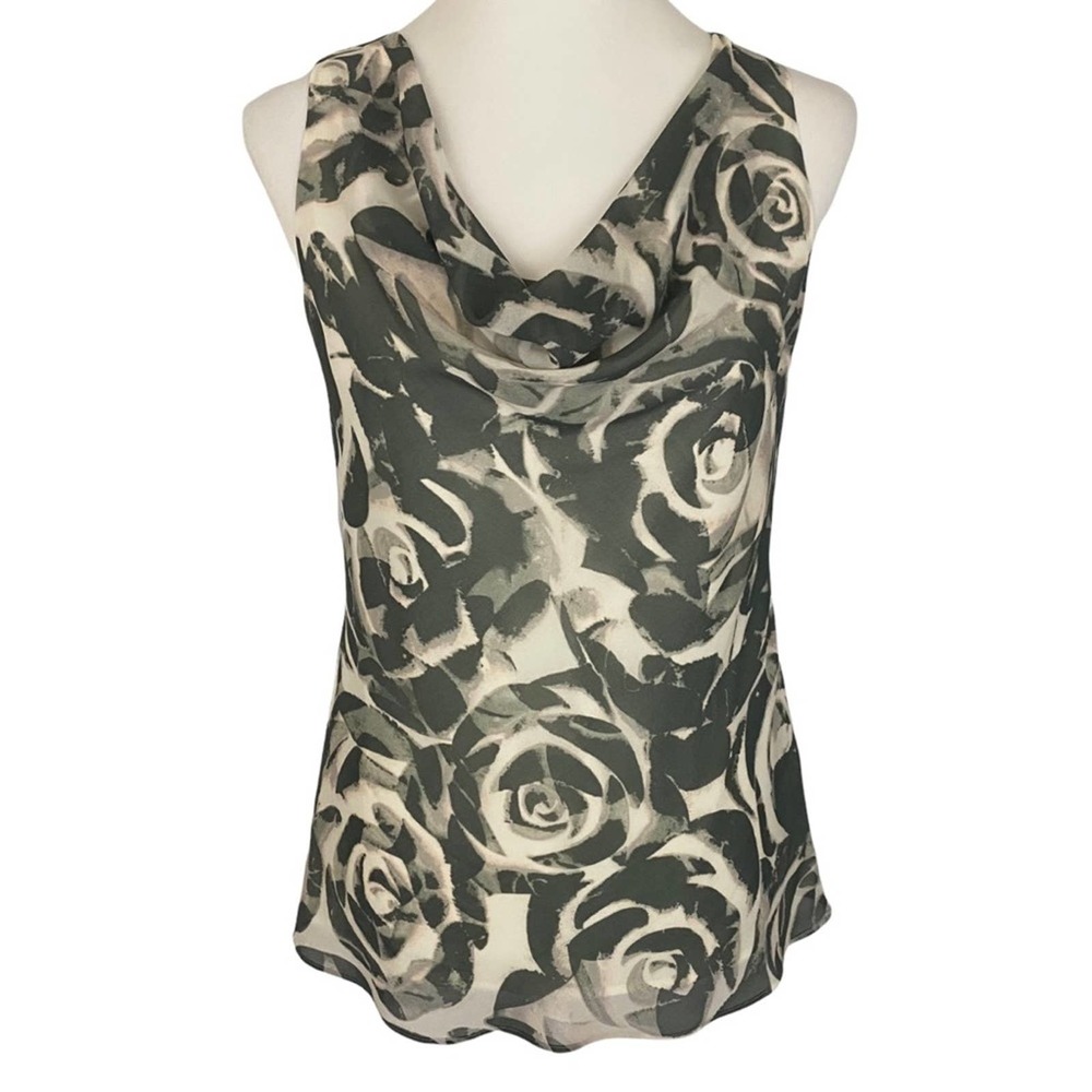 BANANA REPUBLIC | NWT Gray Sleeveless Floral Rose Drape Cowl Neck Blouse
